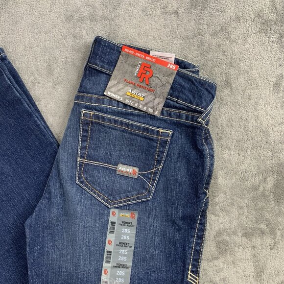 Ariat Jeans Women 28S FR Mid Rise Boot Cut Work Chore Horse Farm Cowgirl Western - Picture 2 of 14